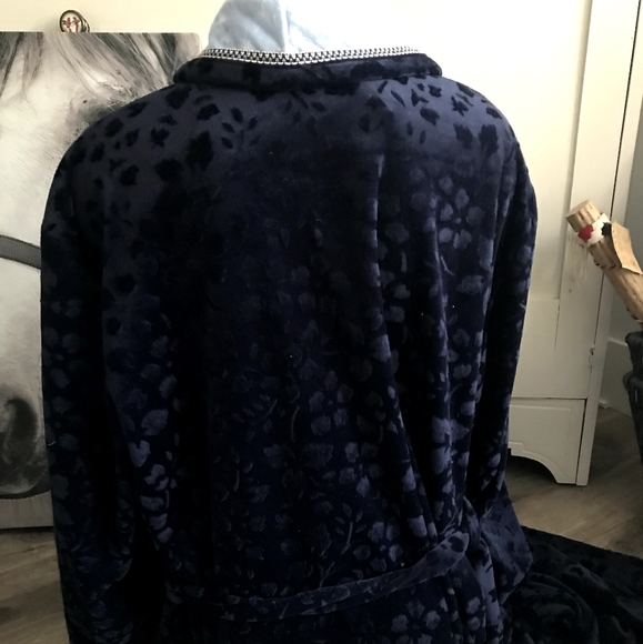 Vintage Vanity Fair Royal Blue Velvet Robe Size XL - Picture 4 of 5
